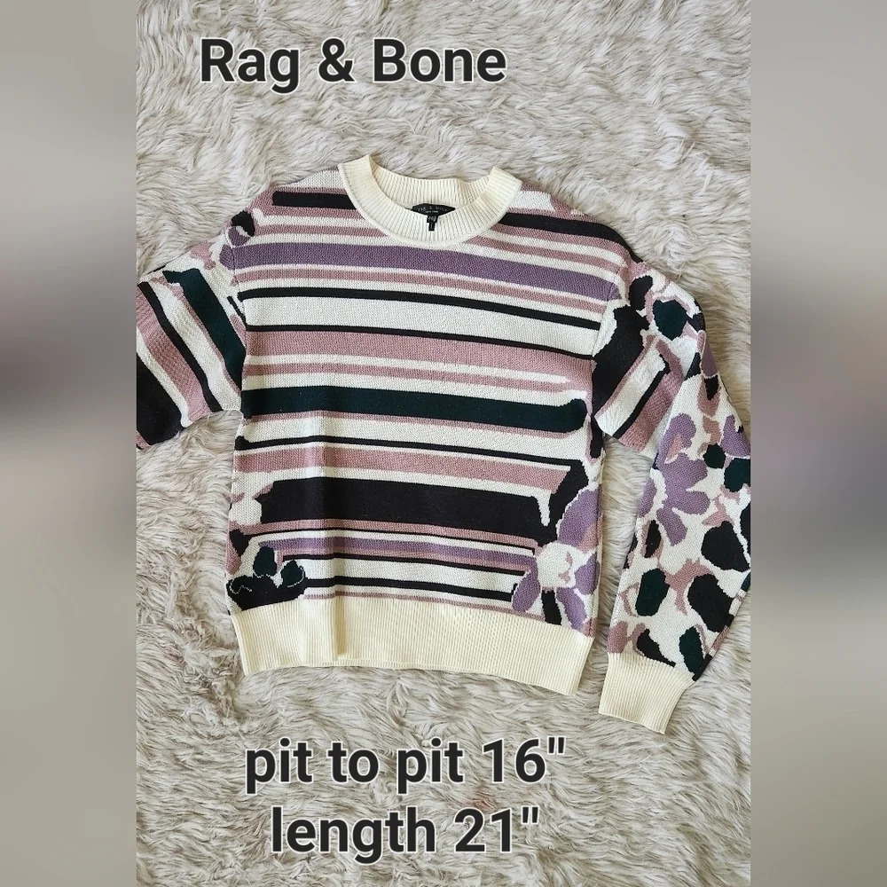 Rag & Bone Knit Striped And Floral Sweater